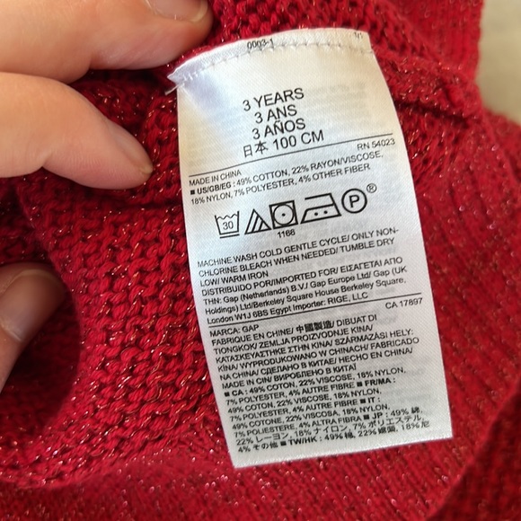 Gap toddler sweater. Red with shiny thread. Size 3T. - Picture 6 of 6